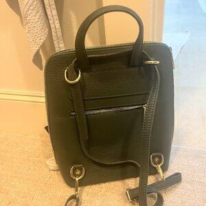 Brand New Genuine Leather Forest Green Small Backpack / Handbag
